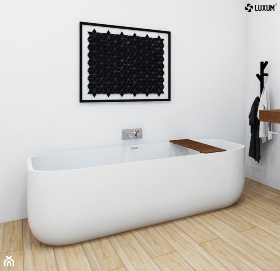 Duża, elegancka łazienka z wanną wolonostojącą. - Łazienka, styl nowoczesny - zdjęcie od Luxum - Homebook