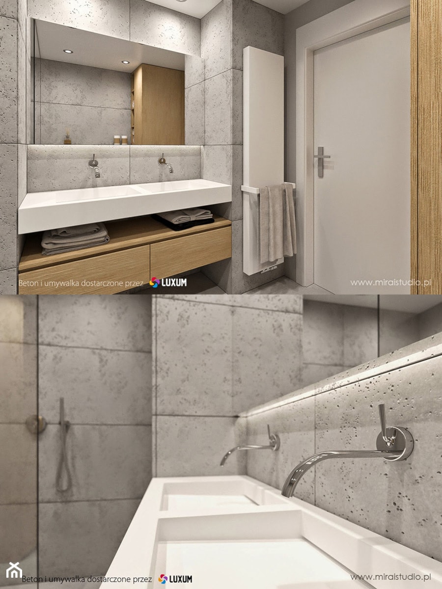 Nowoczesna łazienka - umywalka i beton architektoniczny od LUXUM - Łazienka, styl nowoczesny - zdjęcie od Luxum