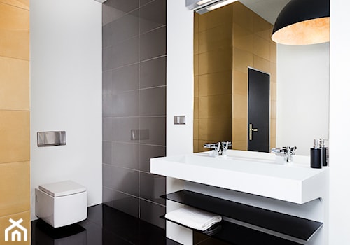 Łazienka od Luxum - Średnia z dwoma umywalkami łazienka z oknem, styl nowoczesny - zdjęcie od Luxum