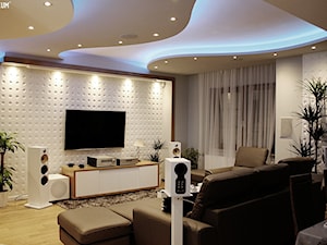 Pomysł na ścianę w salonie: panele MDF 3D - zdjęcie od Luxum