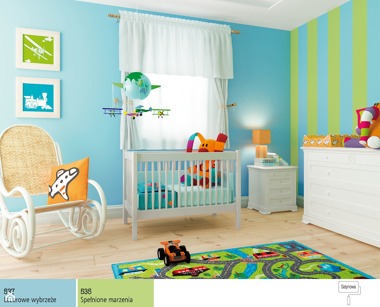 Aranżacje - Średni niebieski zielony pokój dziecka dla dziecka dla chłopca - zdjęcie od Śnieżka - Homebook