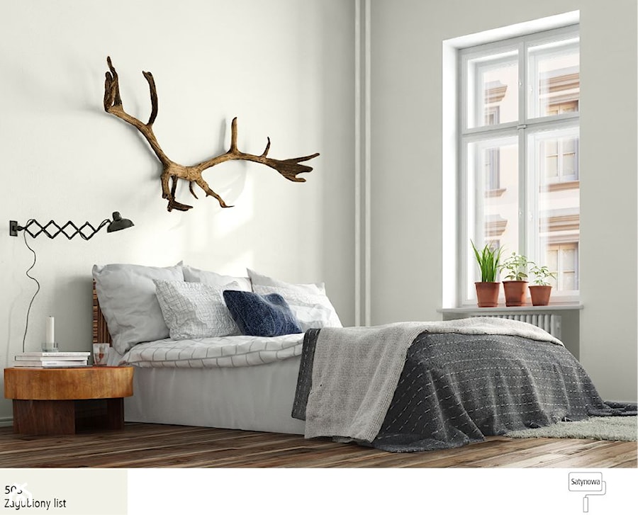 Wnętrze w zimowej tonacji. - Średnia biała sypialnia, styl skandynawski - zdjęcie od Śnieżka
