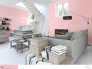 Aranżacje - Mały biały różowy salon - zdjęcie od Śnieżka