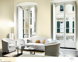 Wnętrze w zimowej tonacji. - Mały żółty salon z tarasem / balkonem, styl tradycyjny - zdjęcie od Śnieżka - Homebook