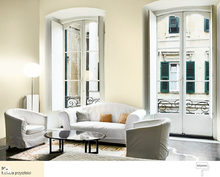 Aranżacje - Mały biały salon z tarasem / balkonem, styl tradycyjny - zdjęcie od Śnieżka