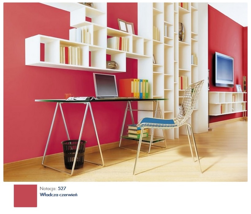 Wisienka na torcie. - Duże w osobnym pomieszczeniu czerwone biuro, styl nowoczesny - zdjęcie od Śnieżka - Homebook