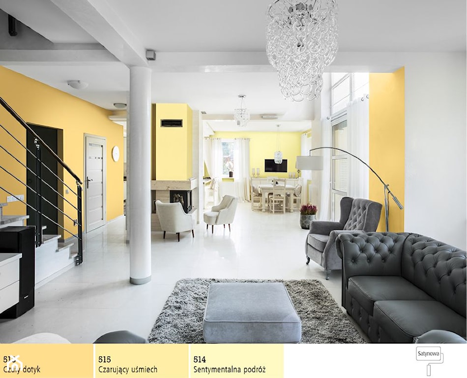 salon w stylu klasycznym z żółtymi ścianami