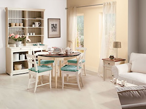 Aranżacje - Mała beżowa biała jadalnia w salonie, styl prowansalski - zdjęcie od Śnieżka