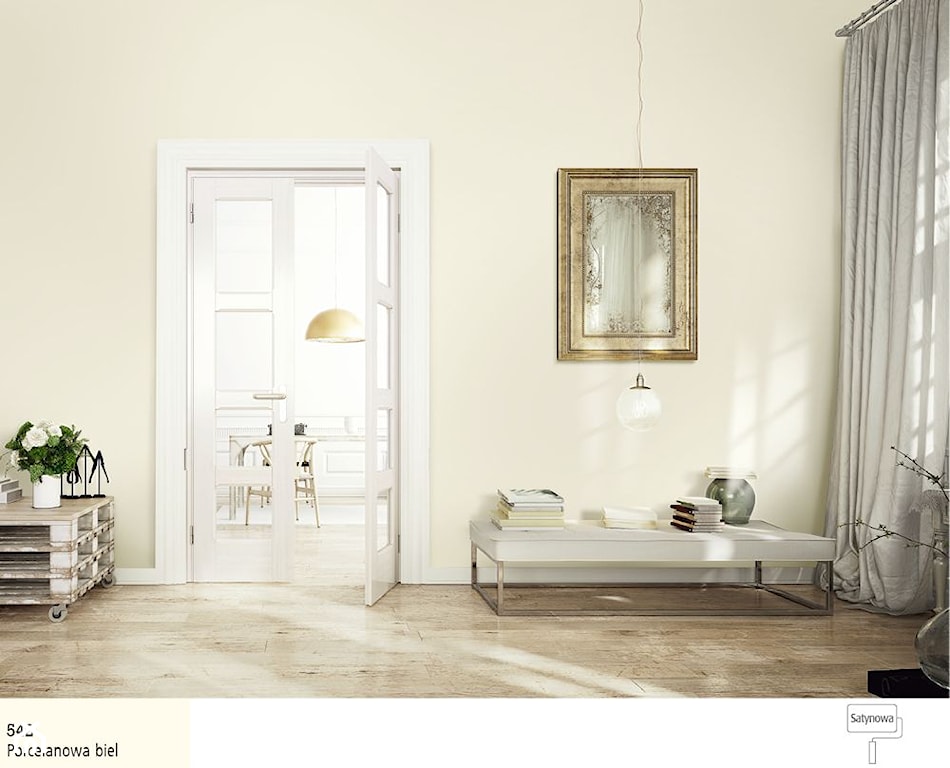 salon w stylu klasycznym, farba porcelanowa biel