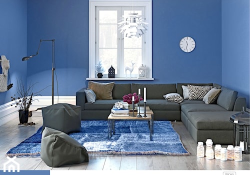 Aranżacje - Duży niebieski salon, styl tradycyjny - zdjęcie od Śnieżka