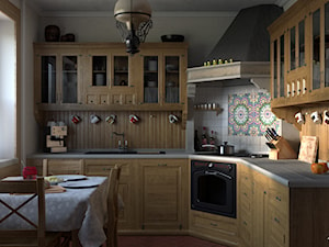 Kuchnia rustykalna z kamiennym blatem - zdjęcie od Black Chilla Design Studio