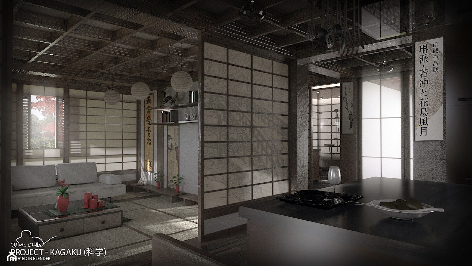 Kagaku - projekt wnętrza inspirowany Japonią - zdjęcie od Black Chilla Design Studio - Homebook