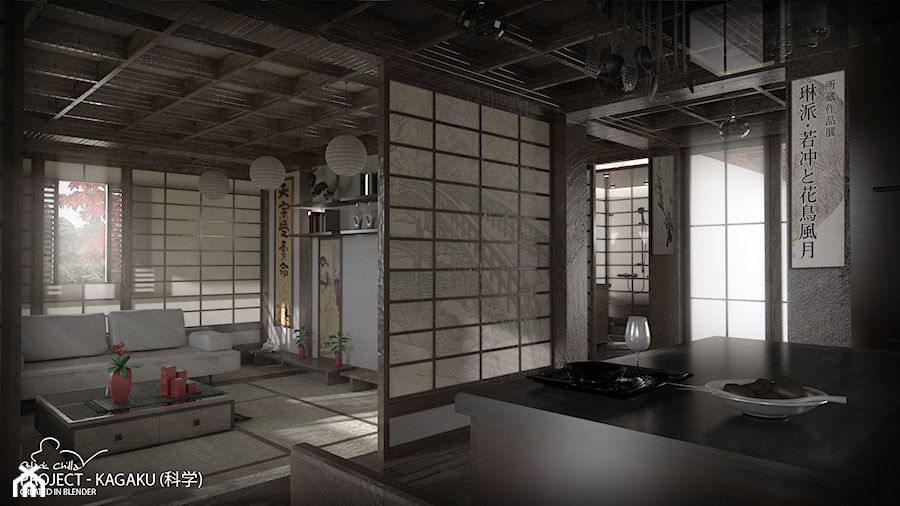 Kagaku - projekt wnętrza inspirowany Japonią - zdjęcie od Black Chilla Design Studio