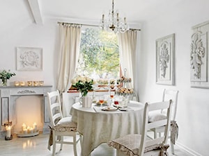 Mała biała jadalnia jako osobne pomieszczenie, styl prowansalski - zdjęcie od Judyta
