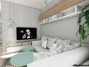 Mieszkanie Kielce III - Mały biały szary salon, styl skandynawski - zdjęcie od EMKU