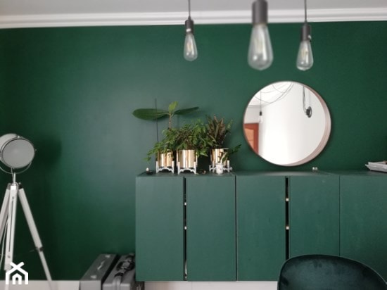 BIURO PROJEKTOWE - Małe białe zielone biuro, styl nowoczesny - zdjęcie od EMKU - Homebook