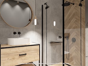 Łazienki 2020 - Mała brązowa szara łazienka w bloku w domu jednorodzinnym bez okna, styl industrial ... - zdjęcie od Biuro Projektowe eMKu