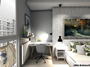 Mieszkanie Kielce III - Średnia szara z biurkiem sypialnia, styl skandynawski - zdjęcie od EMKU