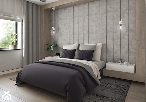 Projekt domu jendorodzinnego 120m2 - Duża szara sypialnia, styl minimalistyczny - zdjęcie od NONOVIZ STUDIO
