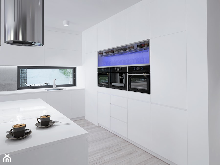 White Cherry projekt przestrzeni dziennej z kuchnią w domu wolnostojącym - Kuchnia, styl minimalistyczny - zdjęcie od NONOVIZ STUDIO