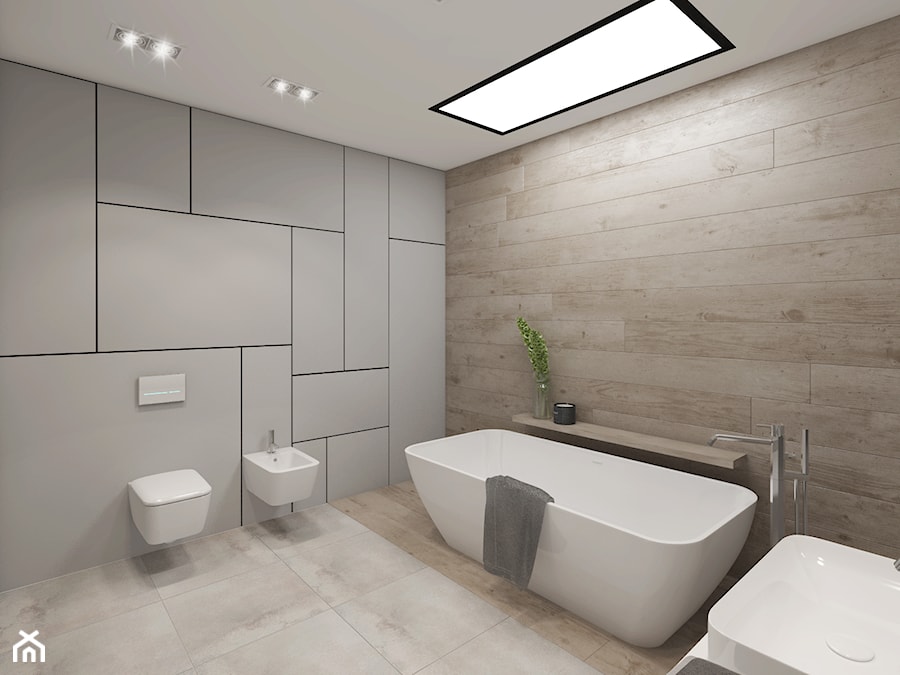 Projekt domu jendorodzinnego 120m2 - Średnia na poddaszu bez okna łazienka, styl minimalistyczny - zdjęcie od NONOVIZ STUDIO