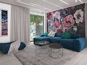 White Cherry projekt przestrzeni dziennej z kuchnią w domu wolnostojącym - Salon, styl minimalistyczny - zdjęcie od NONOVIZ STUDIO