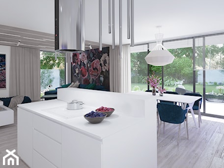 Aranżacje wnętrz - Kuchnia: White Cherry projekt przestrzeni dziennej z kuchnią w domu wolnostojącym - Kuchnia, styl minimalistyczny - NONOVIZ STUDIO. Przeglądaj, dodawaj i zapisuj najlepsze zdjęcia, pomysły i inspiracje designerskie. W bazie mamy już prawie milion fotografii!