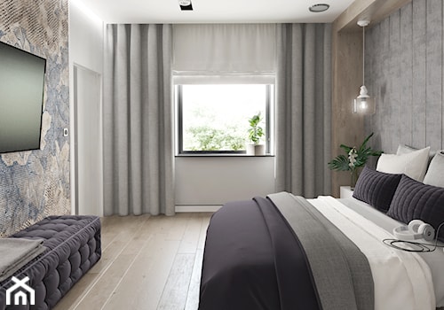 Projekt domu jendorodzinnego 120m2 - Średnia szara sypialnia, styl minimalistyczny - zdjęcie od NONOVIZ STUDIO