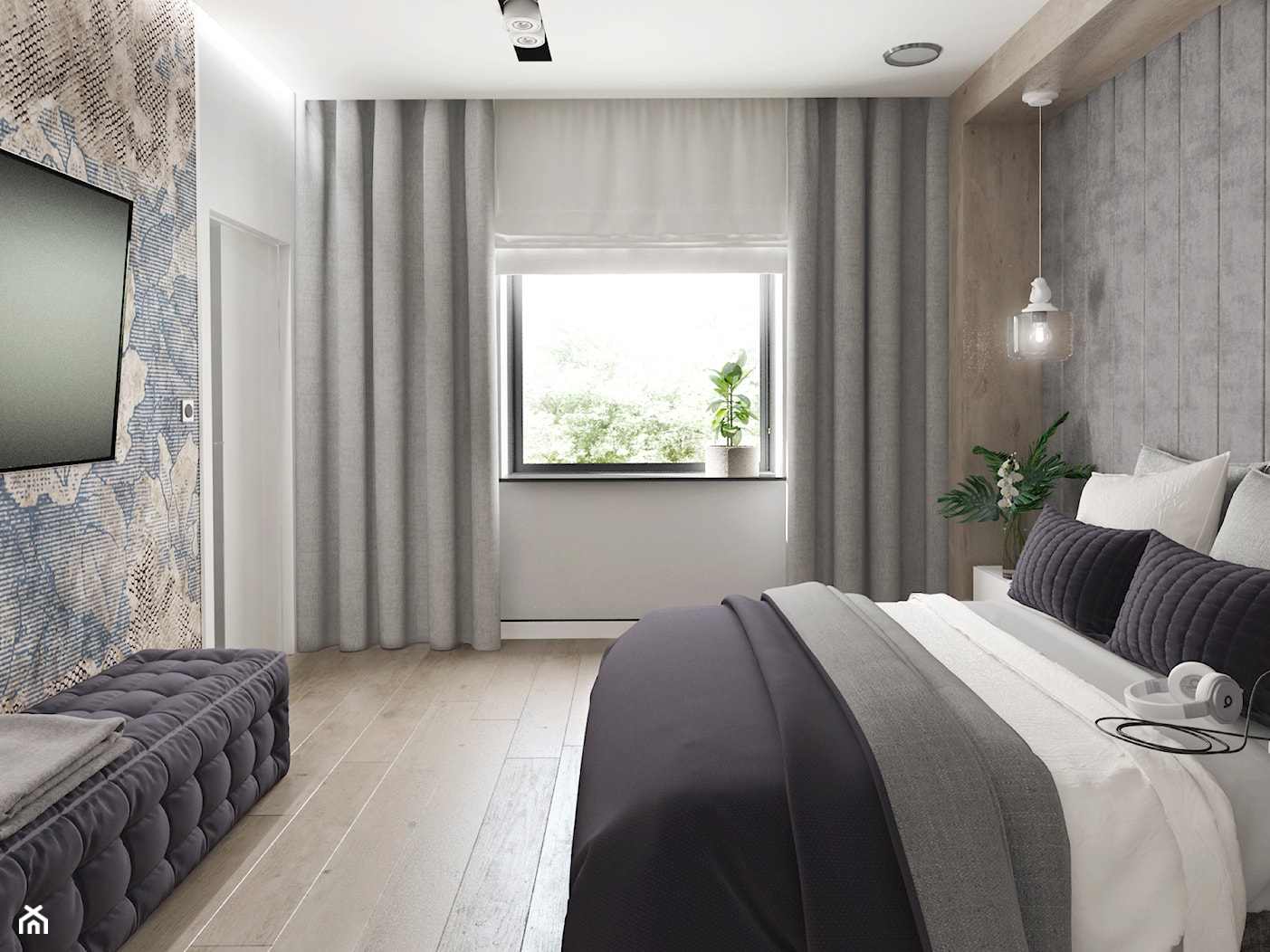 Projekt domu jendorodzinnego 120m2 - Średnia szara sypialnia, styl minimalistyczny - zdjęcie od NONOVIZ STUDIO - Homebook