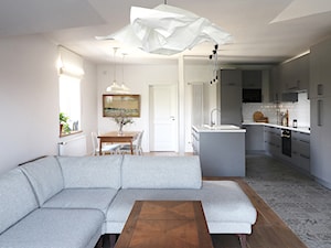 Mieszkanie AL - Średni biały salon z kuchnią z jadalnią, styl minimalistyczny - zdjęcie od Agnieszka Lisek architekt wnętrz