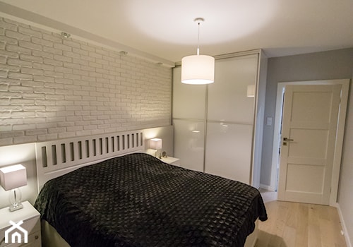 Mieszkanie Będzin 62 - Średnia biała szara sypialnia, styl skandynawski - zdjęcie od Maldekor Mariusz Gąsiorowski