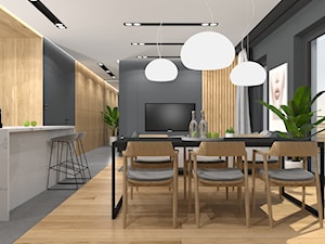 Projekt Mieszkania 134m2 | Ursynów - Średni szary salon z kuchnią z jadalnią, styl nowoczesny - zdjęcie od FRAMUGA studio