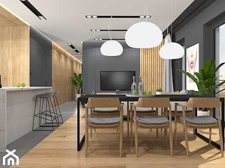 Aranżacje wnętrz - Salon: Projekt Mieszkania 134m2 | Ursynów - Średni szary salon z kuchnią z jadalnią, styl nowoczesny - FRAMUGA studio. Przeglądaj, dodawaj i zapisuj najlepsze zdjęcia, pomysły i inspiracje designerskie. W bazie mamy już prawie milion fotografii!