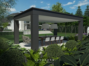 TWO LEVELS - Duży ogród za domem z huśtawką, styl nowoczesny - zdjęcie od Landform