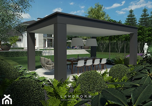 TWO LEVELS - Duży ogród za domem z huśtawką, styl nowoczesny - zdjęcie od Landform