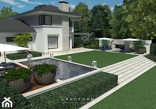 TWO LEVELS - Duży ogród za domem z basenem, styl glamour - zdjęcie od Landform