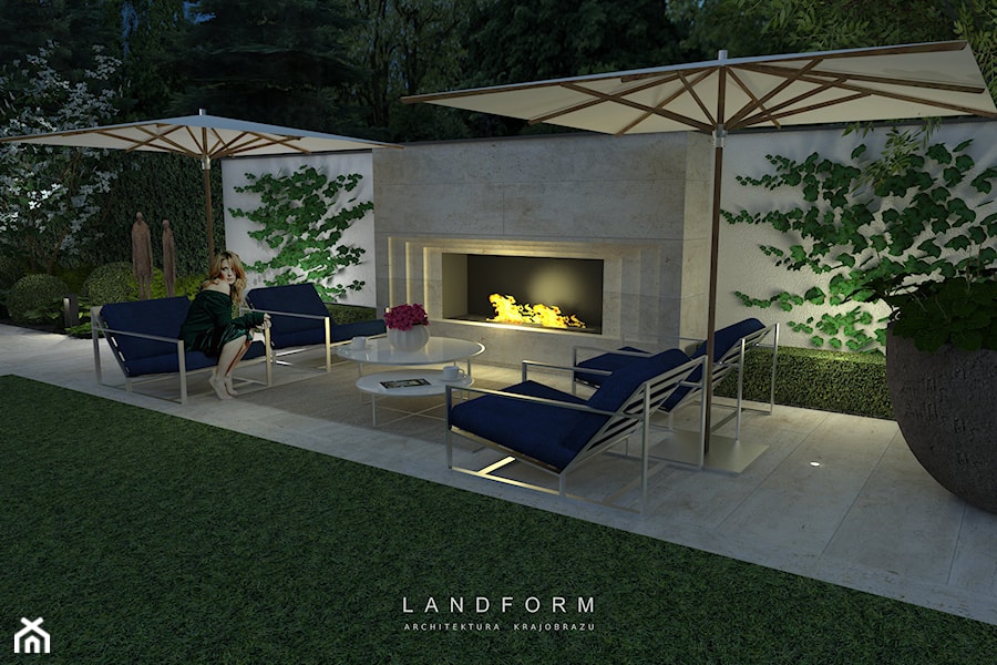 TWO LEVELS - Średni ogród za domem z kominkiem, styl glamour - zdjęcie od Landform
