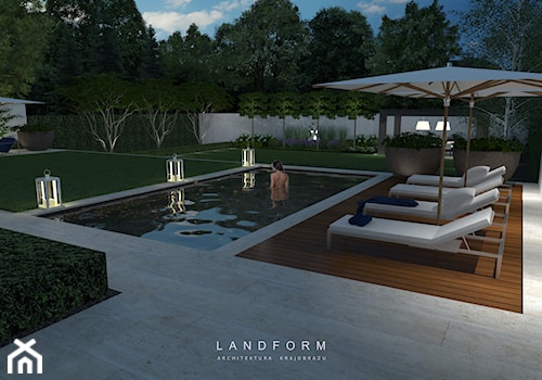 TWO LEVELS - Duży ogród za domem z basenem, styl nowoczesny - zdjęcie od Landform
