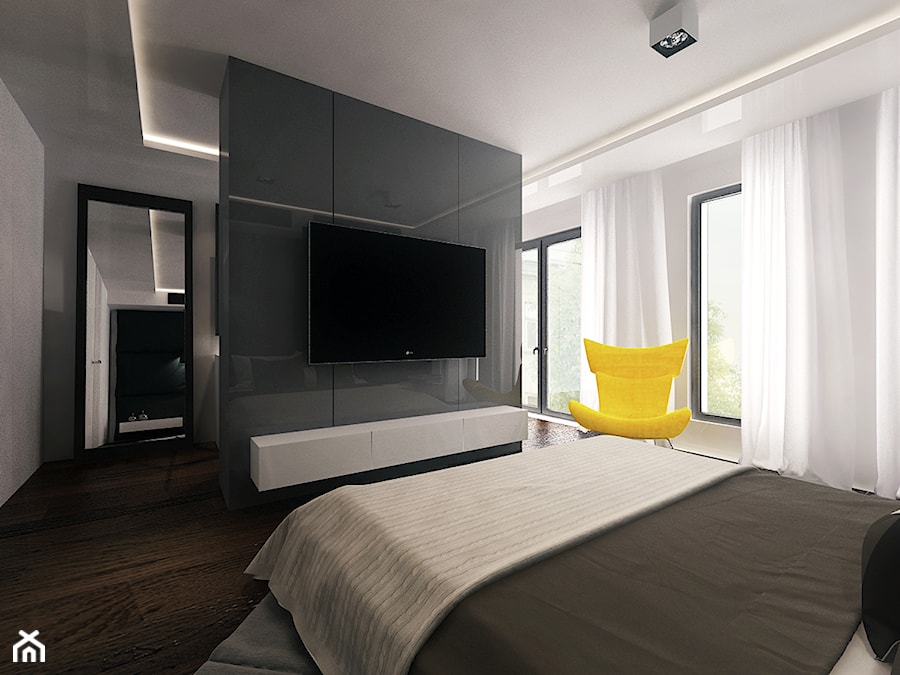 Daszyńskiego - Średnia biała sypialnia, styl minimalistyczny - zdjęcie od KONZEPT Architekci