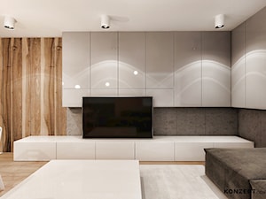 Grzegórzecka II - Średni beżowy czarny salon, styl minimalistyczny - zdjęcie od KONZEPT Architekci