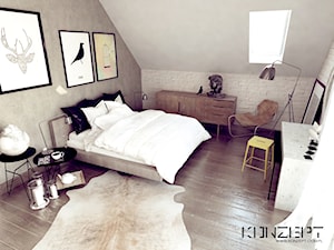 Longinusa - Średnia biała szara z biurkiem sypialnia, styl nowoczesny - zdjęcie od KONZEPT Architekci