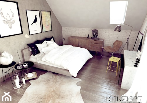 Longinusa - Średnia biała szara z biurkiem sypialnia, styl nowoczesny - zdjęcie od KONZEPT Architekci