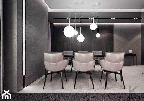 Gen. Kościuszki - Duża szara jadalnia jako osobne pomieszczenie, styl minimalistyczny - zdjęcie od KONZEPT Architekci