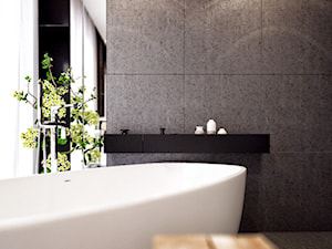 Wieliczka - Mała na poddaszu łazienka z oknem, styl nowoczesny - zdjęcie od KONZEPT Architekci
