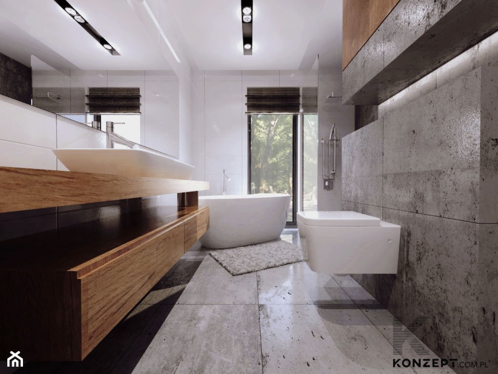 Piaskowa - Duża łazienka z oknem, styl minimalistyczny - zdjęcie od KONZEPT Architekci - Homebook