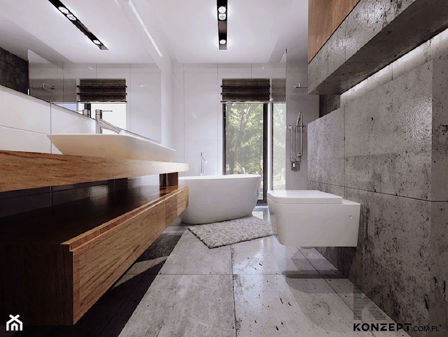 Piaskowa - Duża łazienka z oknem, styl minimalistyczny - zdjęcie od KONZEPT Architekci