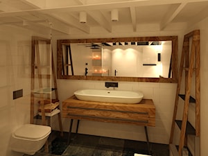 Angel Wawel - Średnia bez okna z marmurową podłogą z punktowym oświetleniem łazienka, styl industrialny - zdjęcie od KONZEPT Architekci