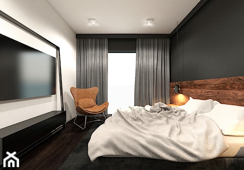 Radom - Średnia biała czarna sypialnia, styl nowoczesny - zdjęcie od KONZEPT Architekci
