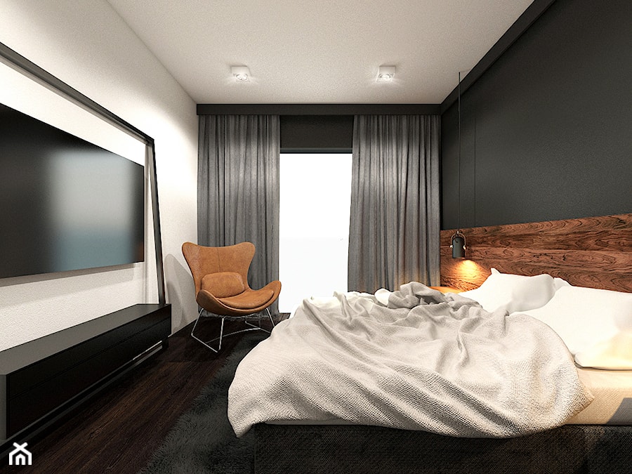 Radom - Średnia biała czarna sypialnia, styl nowoczesny - zdjęcie od KONZEPT Architekci