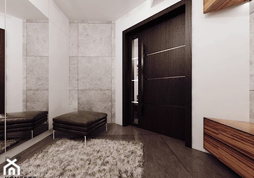 Cechowa - Średni biały szary hol / przedpokój, styl minimalistyczny - zdjęcie od KONZEPT Architekci